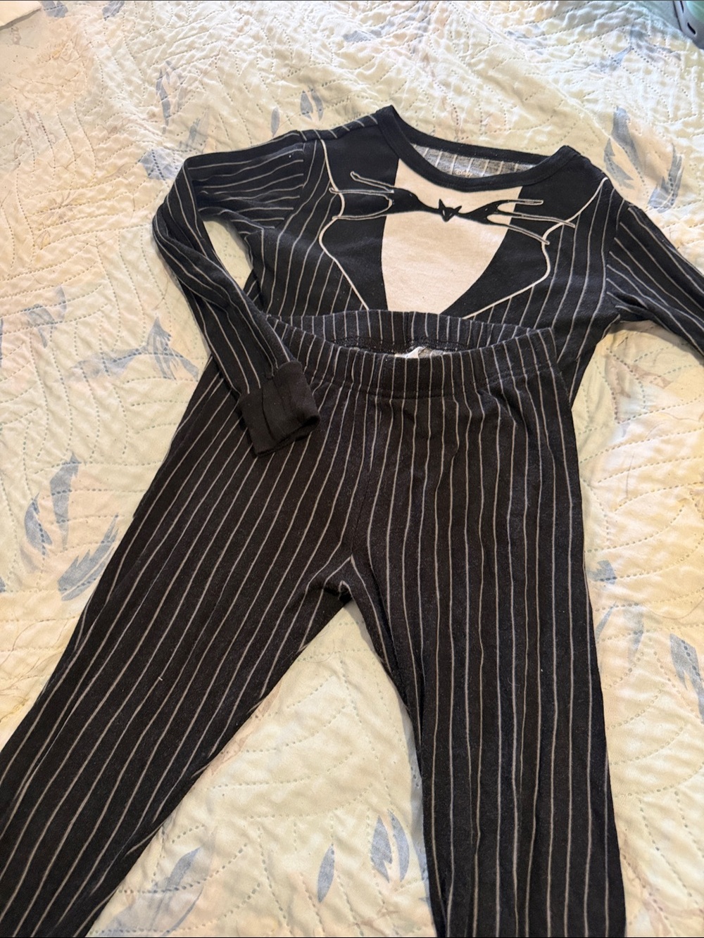 Disney Black and White Pinstripe Kids Pajama Set - Tuxedo Print